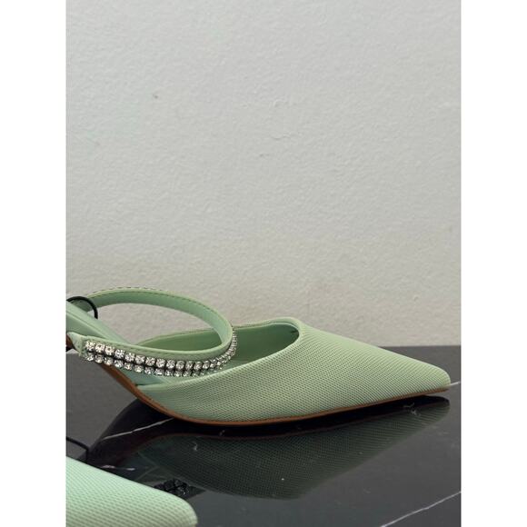 Zara Pistachio Pastel Pointed-toe Mule Kitten Heels - Picture 13 of 14